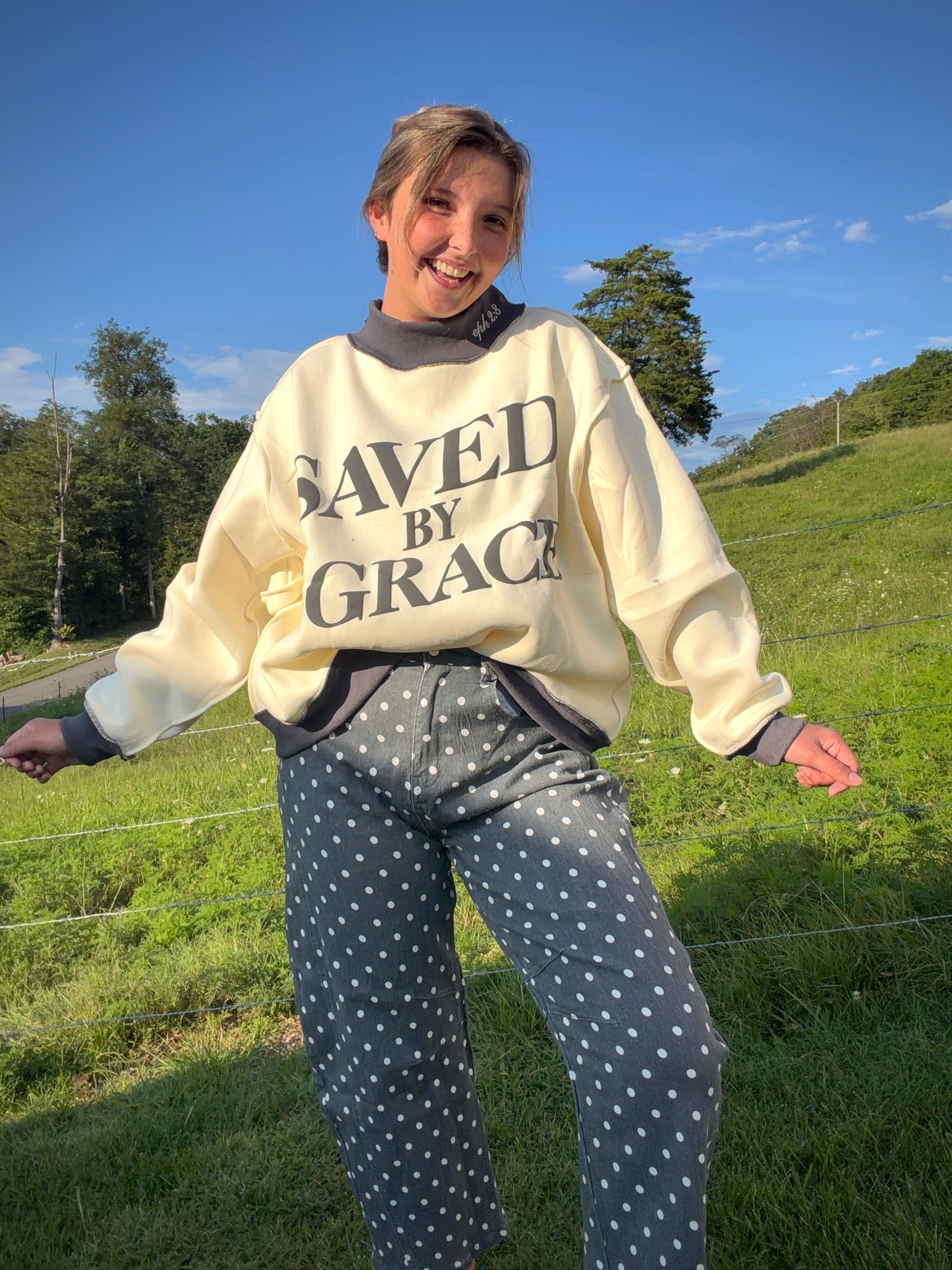 Saved By Grace Mock Neck Sweatshirt