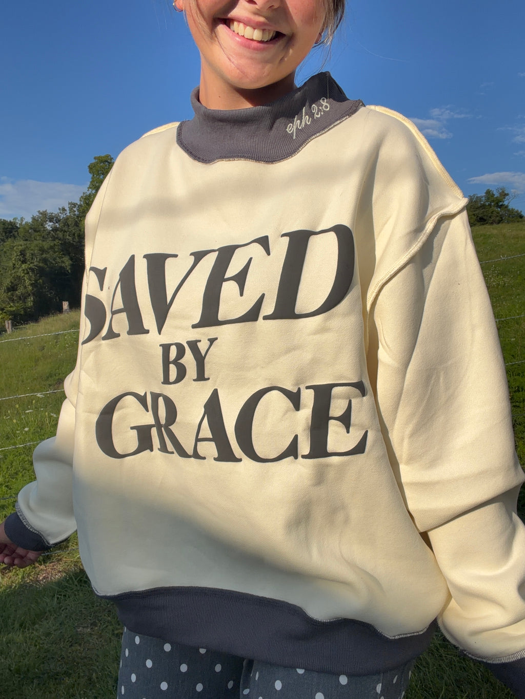 Saved By Grace Mock Neck Sweatshirt