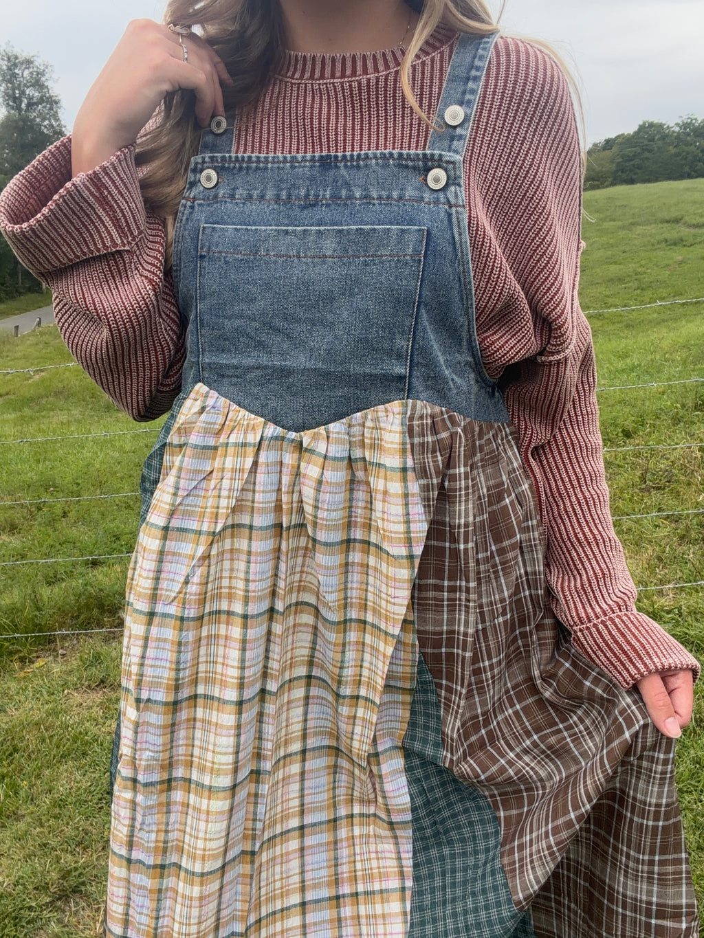 Plaid Patches Overalls